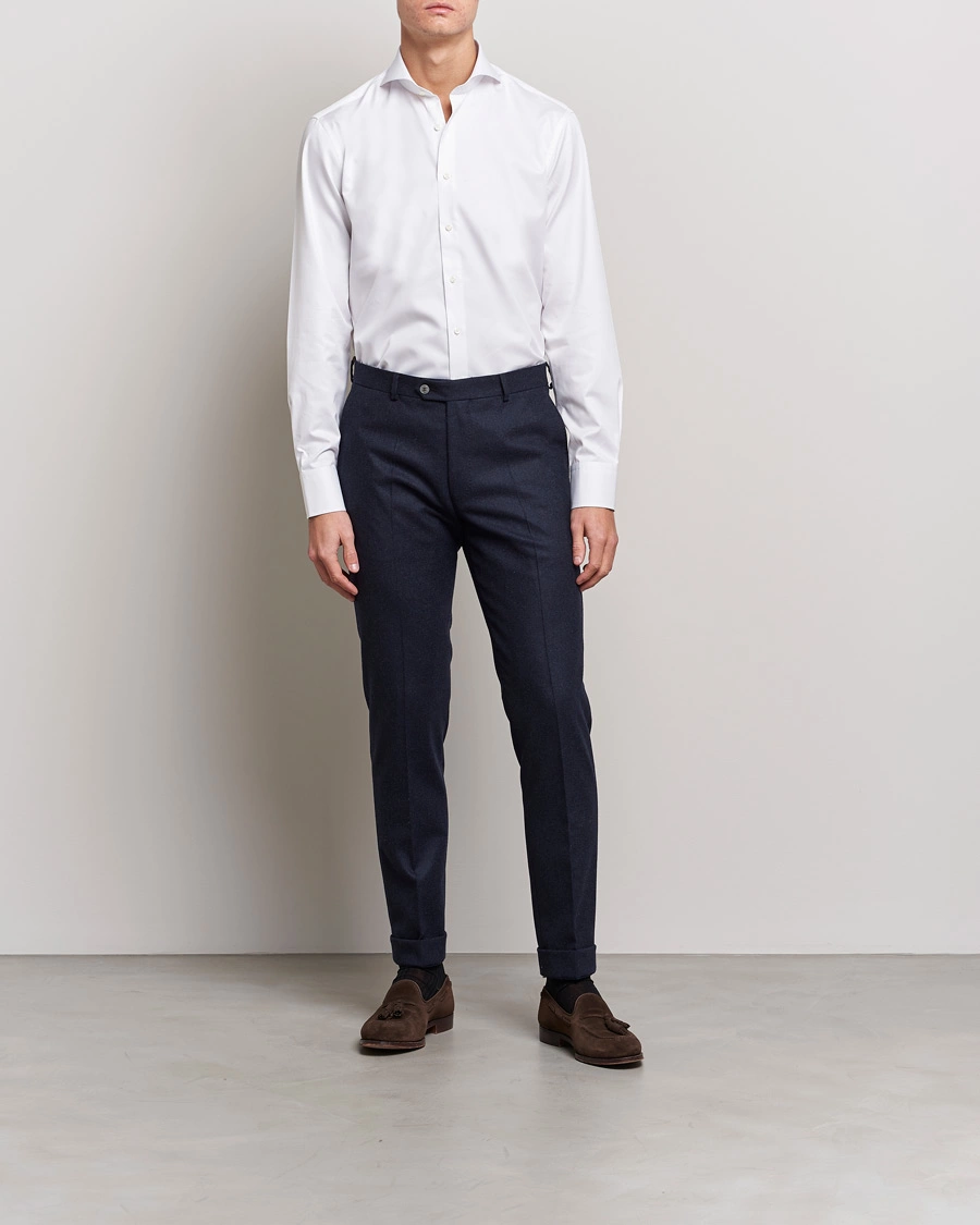 Homme | Business & Beyond | Stenströms | Fitted Body Extreme Cut Away Shirt White