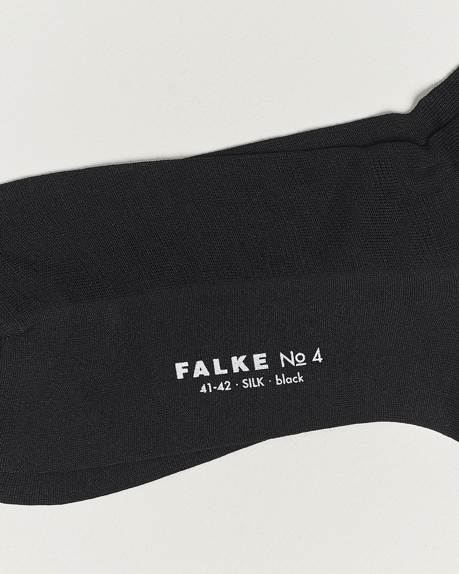 Homme | Chaussettes Hautes | Falke | No. 4 Pure Silk Socks Black