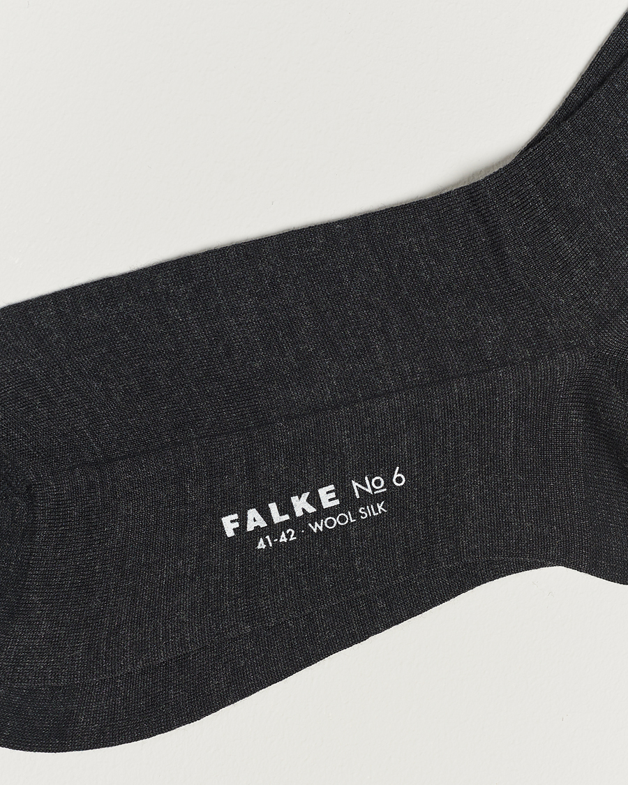 Homme | Chaussettes | Falke | No. 6 Finest Merino & Silk Socks Anthracite Melange