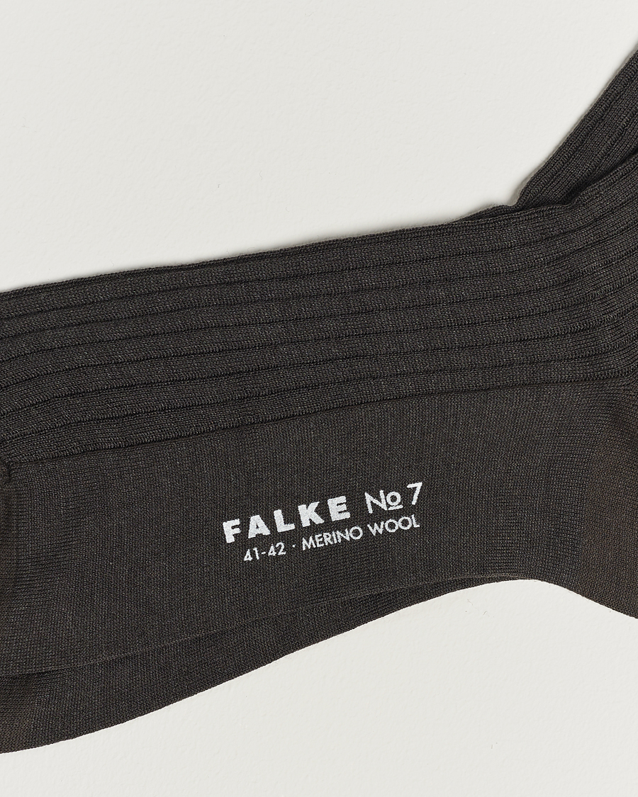 Homme |  | Falke | No. 7 Finest Merino Ribbed Socks Brown