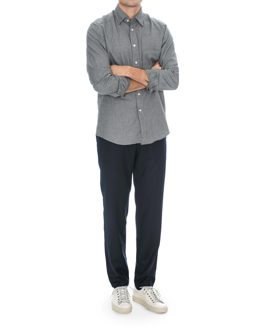 Homme | Chemises | Eton | Slim Fit Flannel Button Under Shirt Light Grey