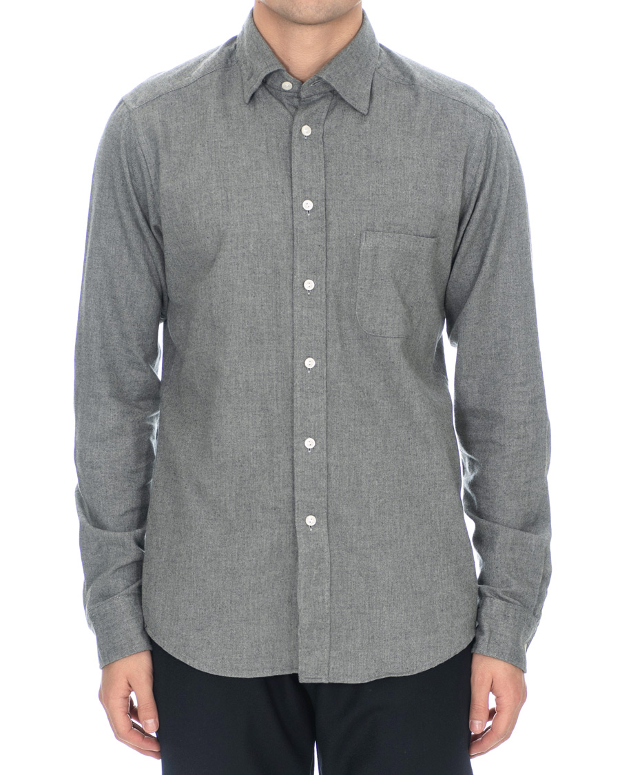 Homme | Chemises | Eton | Slim Fit Flannel Button Under Shirt Light Grey