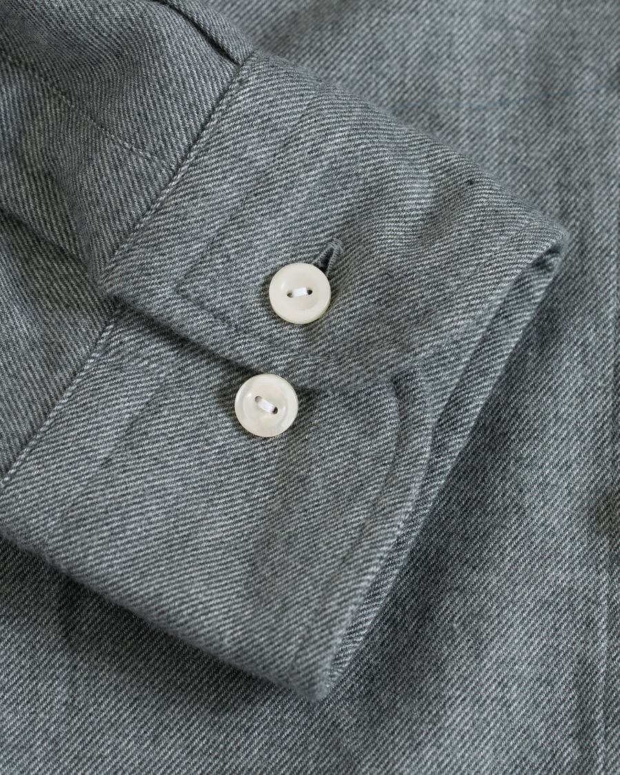 Homme | Chemises | Eton | Slim Fit Flannel Button Under Shirt Light Grey