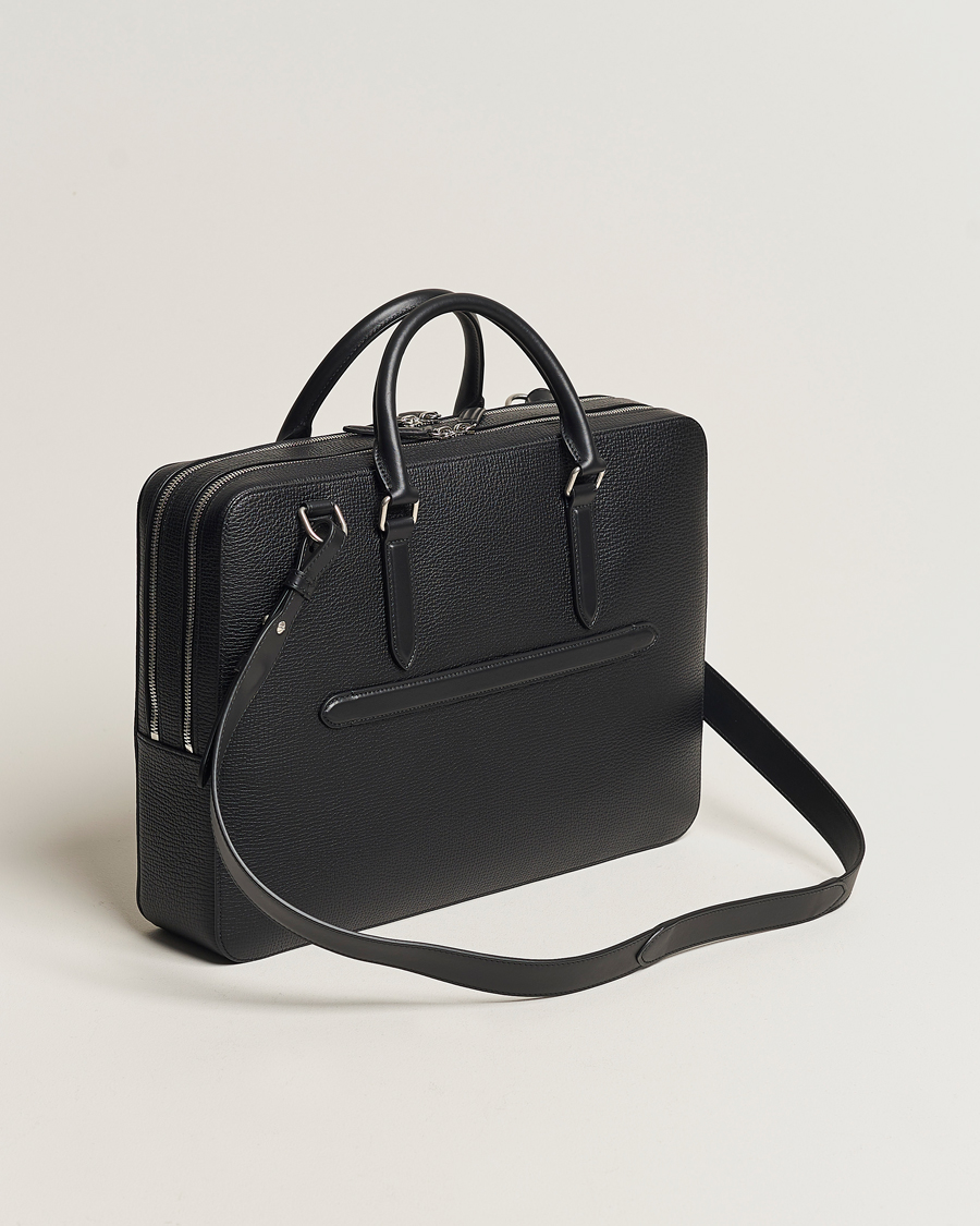 Homme | Best of British | Smythson | Ludlow Large Briefcase with Zip Front Black