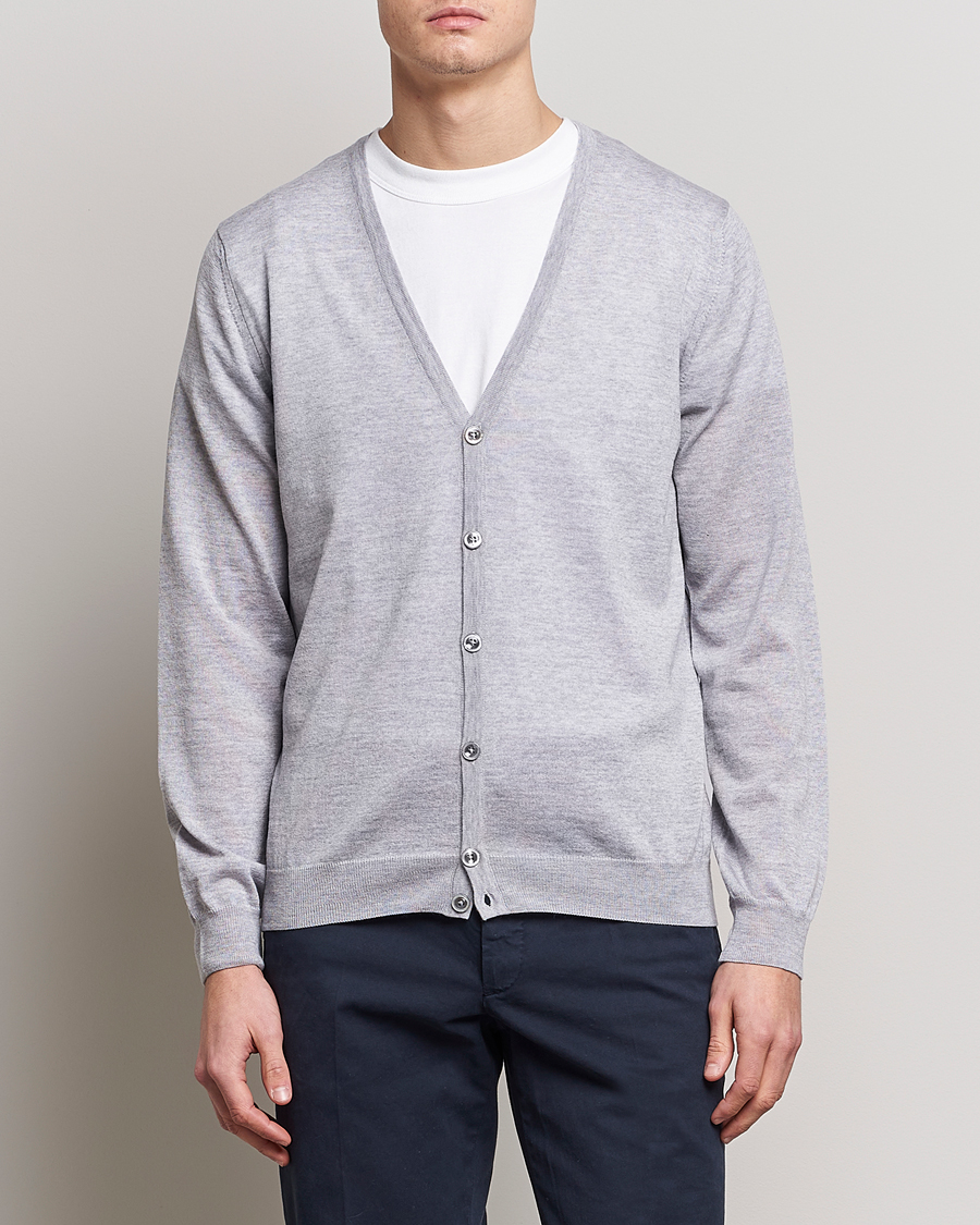 Homme | Soldes Vêtements | Stenströms | Merino Zegna Knitted Cardigan Light Grey