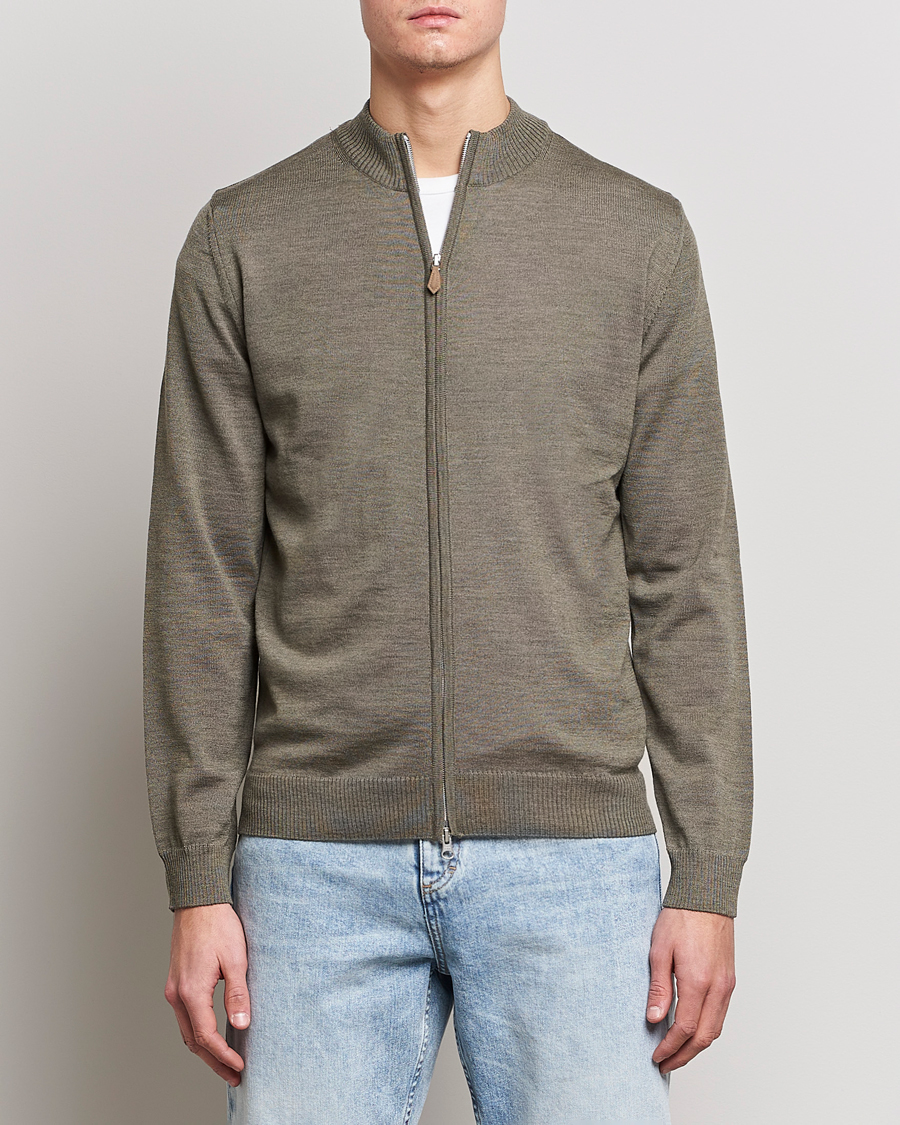 Homme | Pulls Et Tricots | Stenströms | Merino Full Zip Olive
