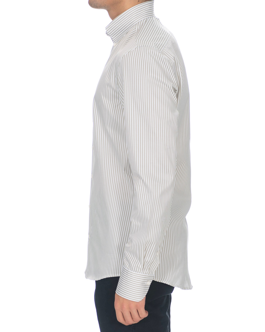 Homme | Chemises | Stenströms | Slimline Striped Twill Button Down Shirt Green