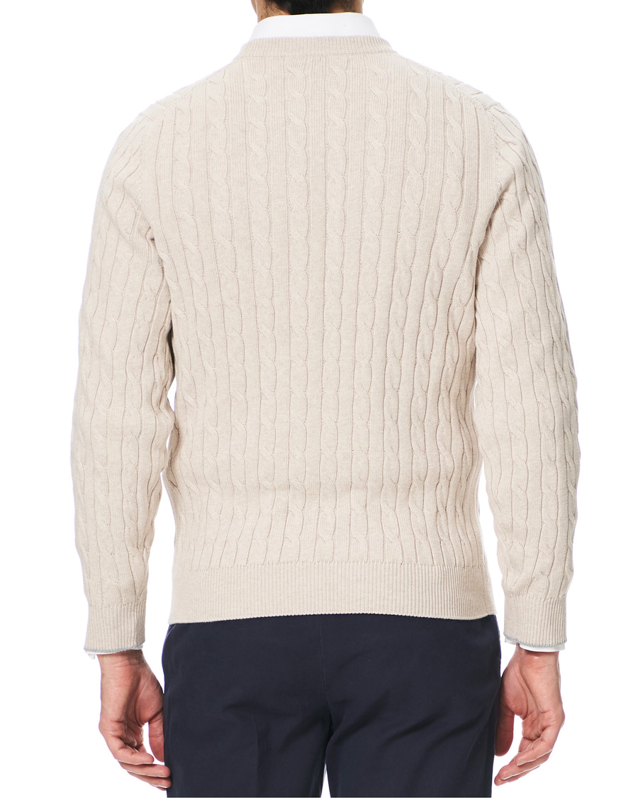 Homme | Pulls Et Tricots | Brunello Cucinelli | Crew Neck Cotton Cable Sweater Beige