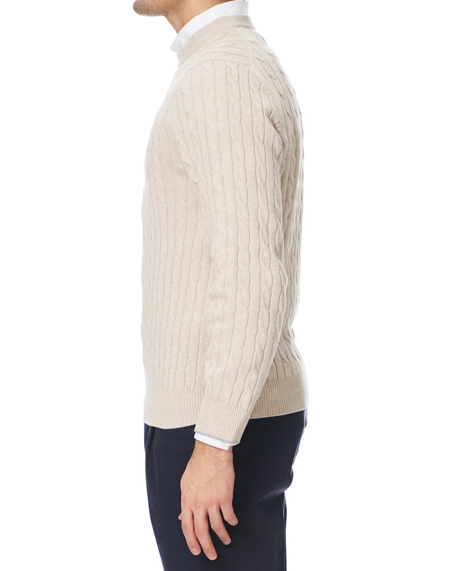 Homme | Pulls Et Tricots | Brunello Cucinelli | Crew Neck Cotton Cable Sweater Beige