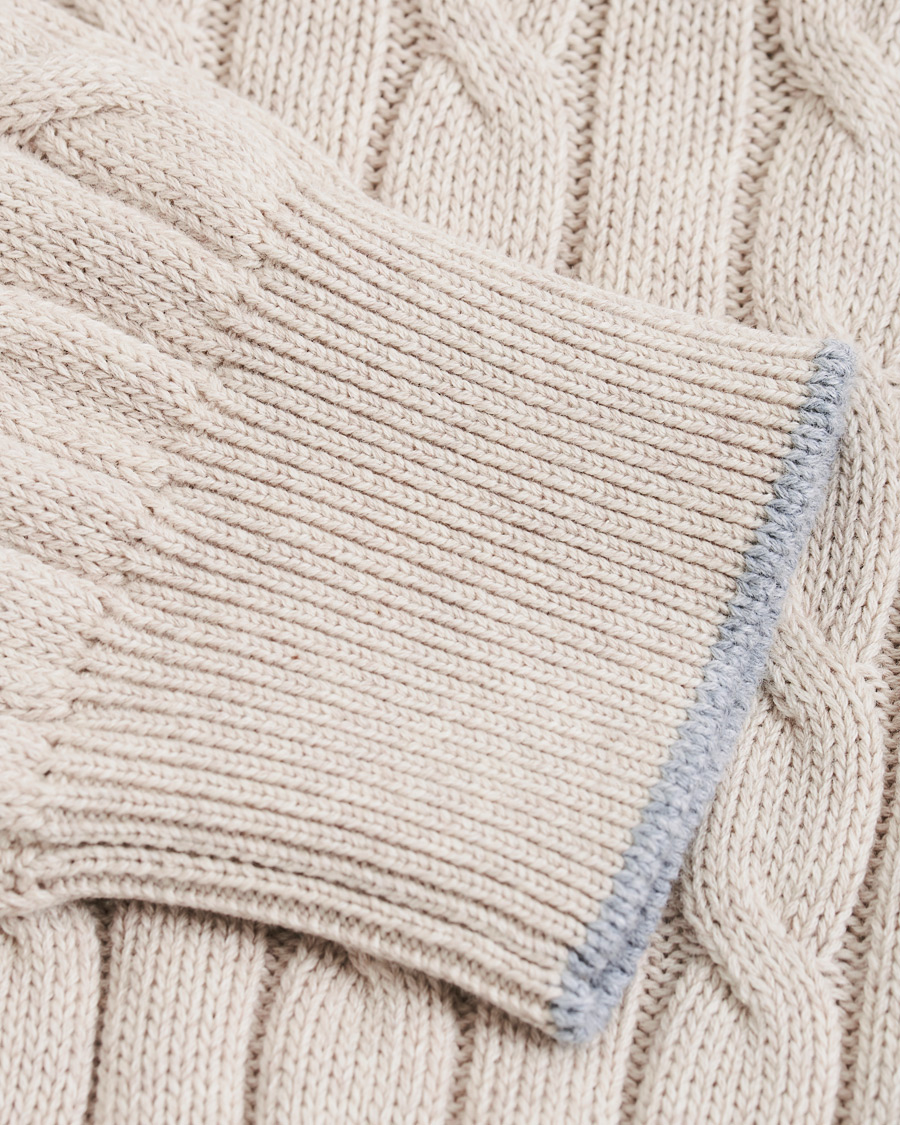 Homme | Pulls Et Tricots | Brunello Cucinelli | Crew Neck Cotton Cable Sweater Beige
