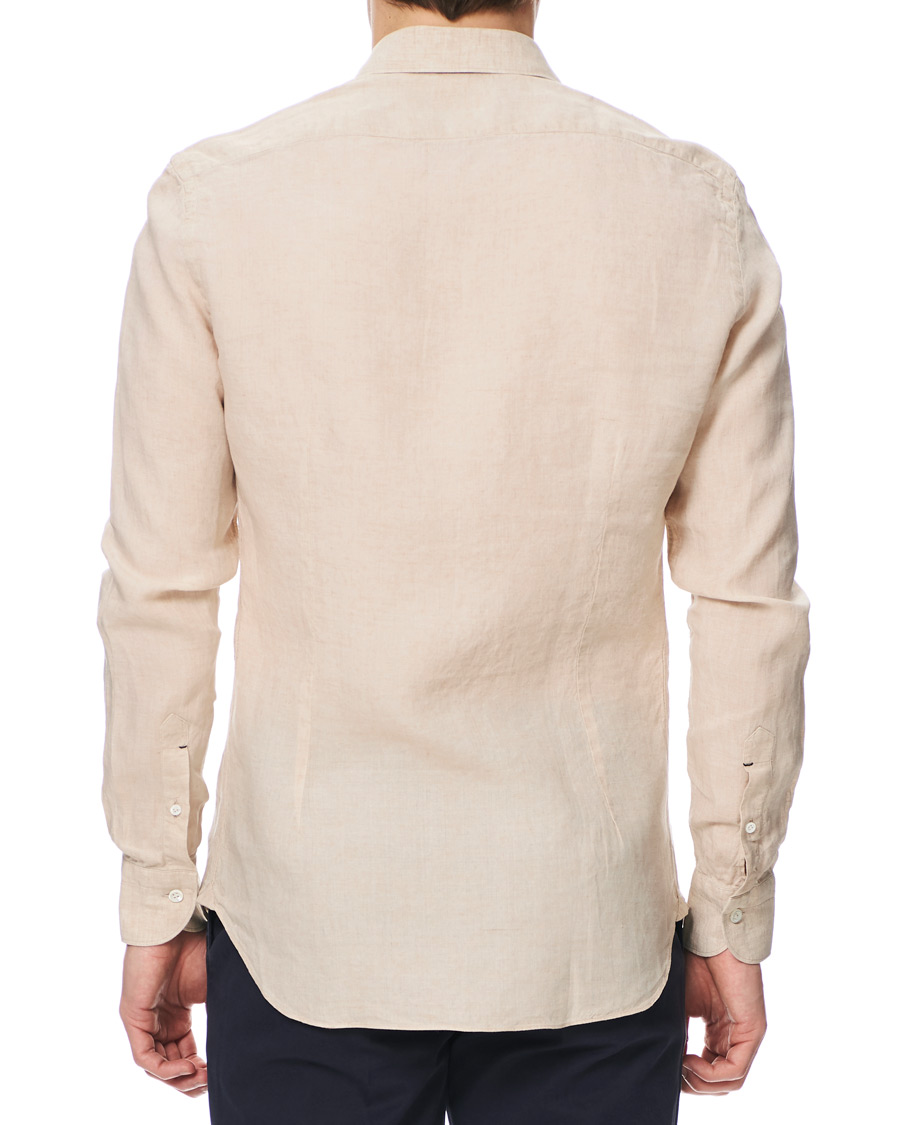 Homme | Chemises | Mazzarelli | Linen Cut Away Shirt Sand