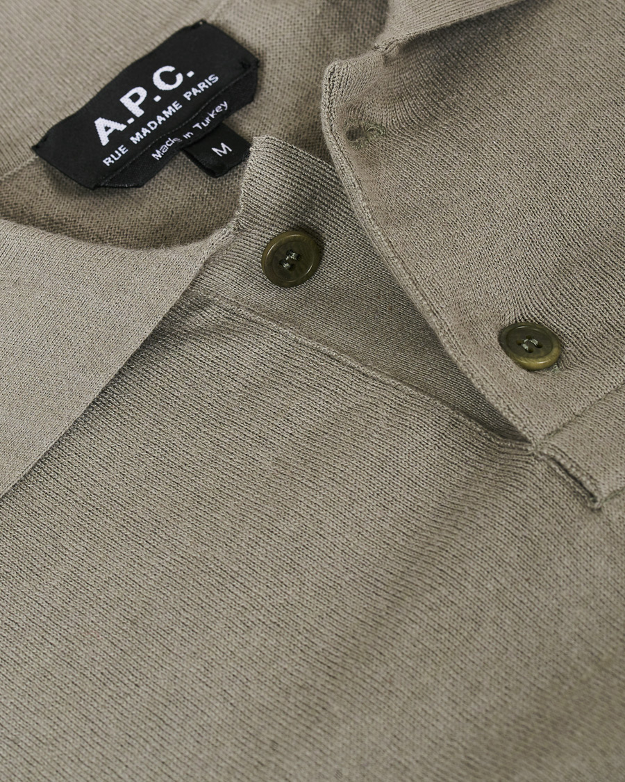 Homme | Pulls Et Tricots | A.P.C. | Aymar Cotton Cashmere Knitted Polo Kaki Clair