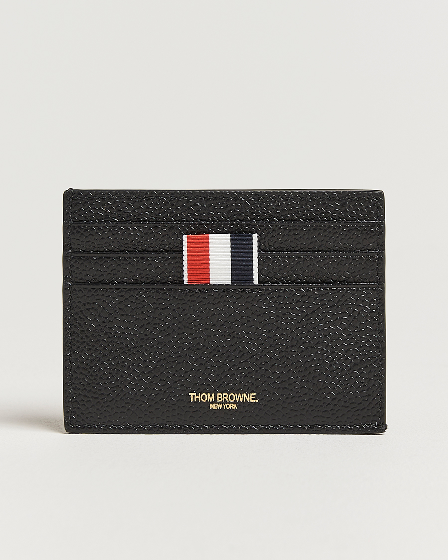 Homme | Thom Browne Pebble Grain Single Card Holder Black | Thom Browne | Pebble Grain Single Card Holder Black