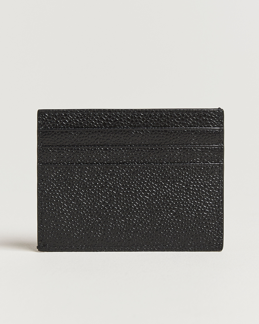 Homme | Thom Browne Pebble Grain Single Card Holder Black | Thom Browne | Pebble Grain Single Card Holder Black