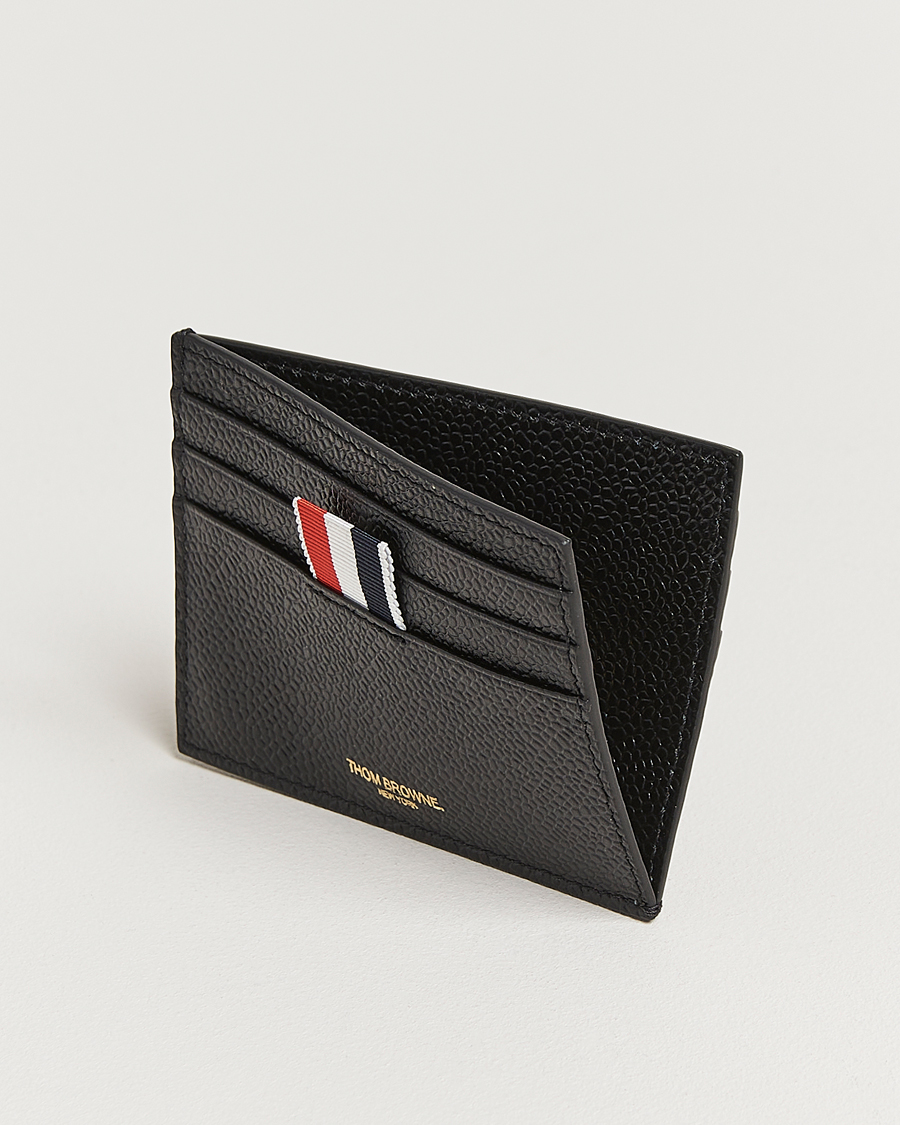 Homme | Thom Browne Pebble Grain Single Card Holder Black | Thom Browne | Pebble Grain Single Card Holder Black