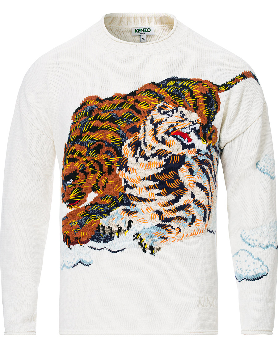 Homme | Pulls Et Tricots | KENZO | Tiger Cloud Crew Neck Jumper Ecru