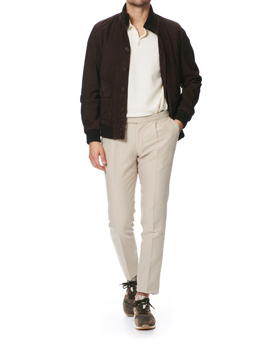 Homme | Pantalons | Incotex | Slim Fit Pleated Chinolino Trousers Beige