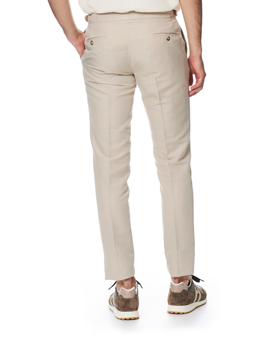 Homme | Pantalons | Incotex | Slim Fit Pleated Chinolino Trousers Beige