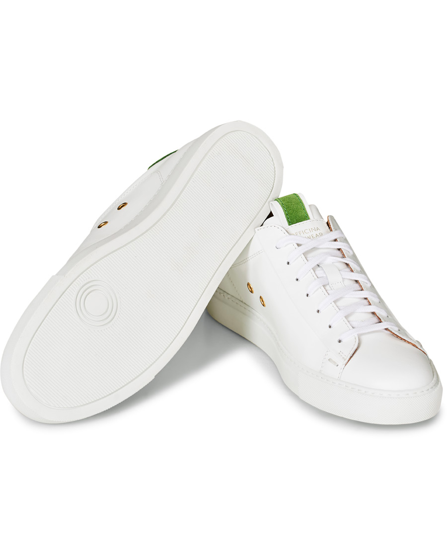 Homme | Slowear Officina Leather Sneaker White/Green | Slowear | Officina Leather Sneaker White/Green