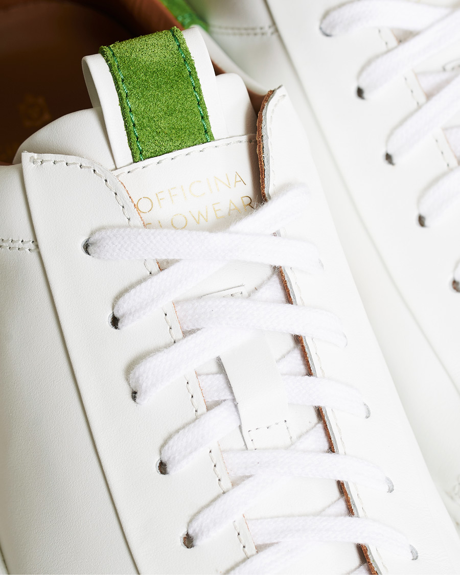 Homme | Slowear Officina Leather Sneaker White/Green | Slowear | Officina Leather Sneaker White/Green
