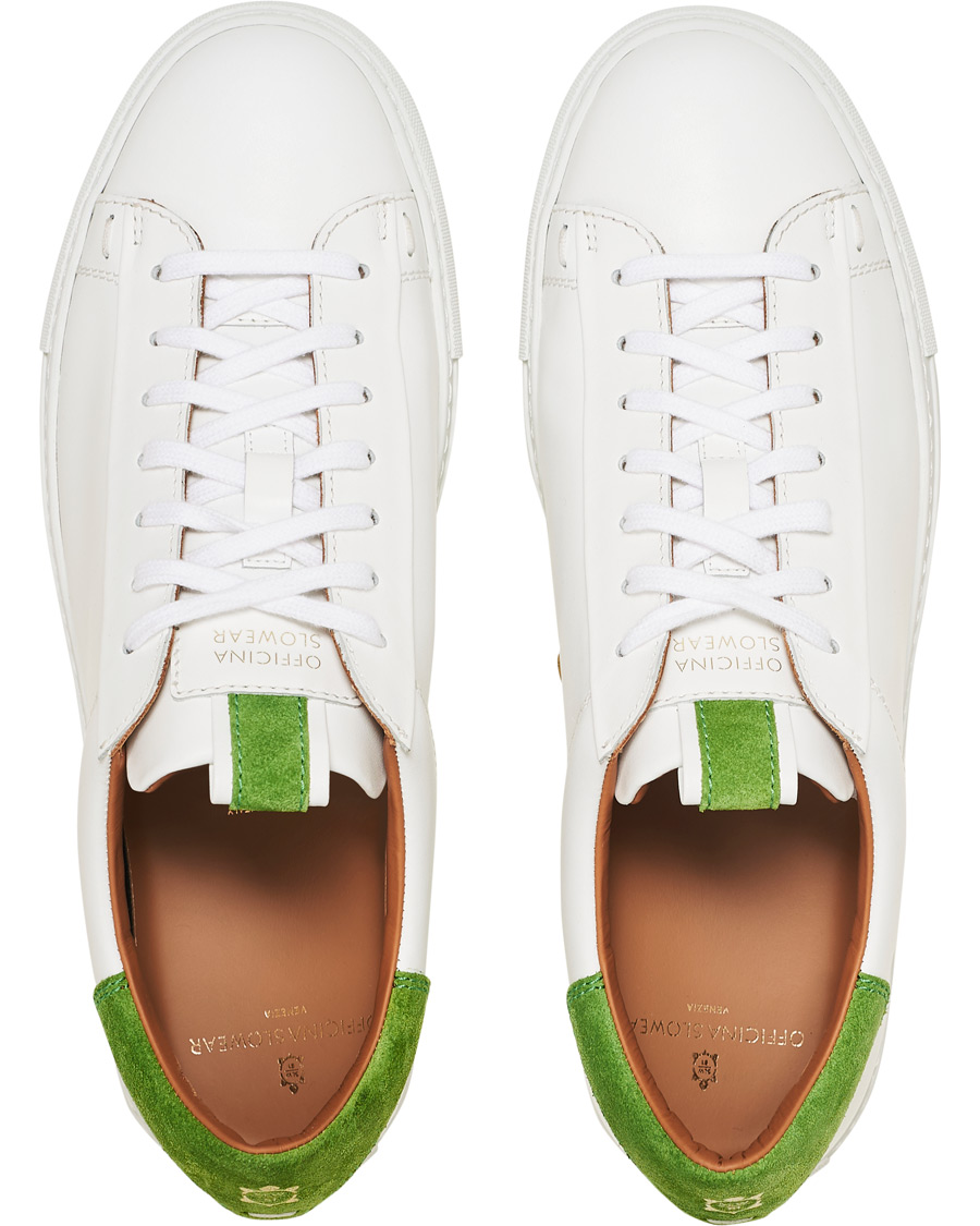 Homme | Slowear Officina Leather Sneaker White/Green | Slowear | Officina Leather Sneaker White/Green