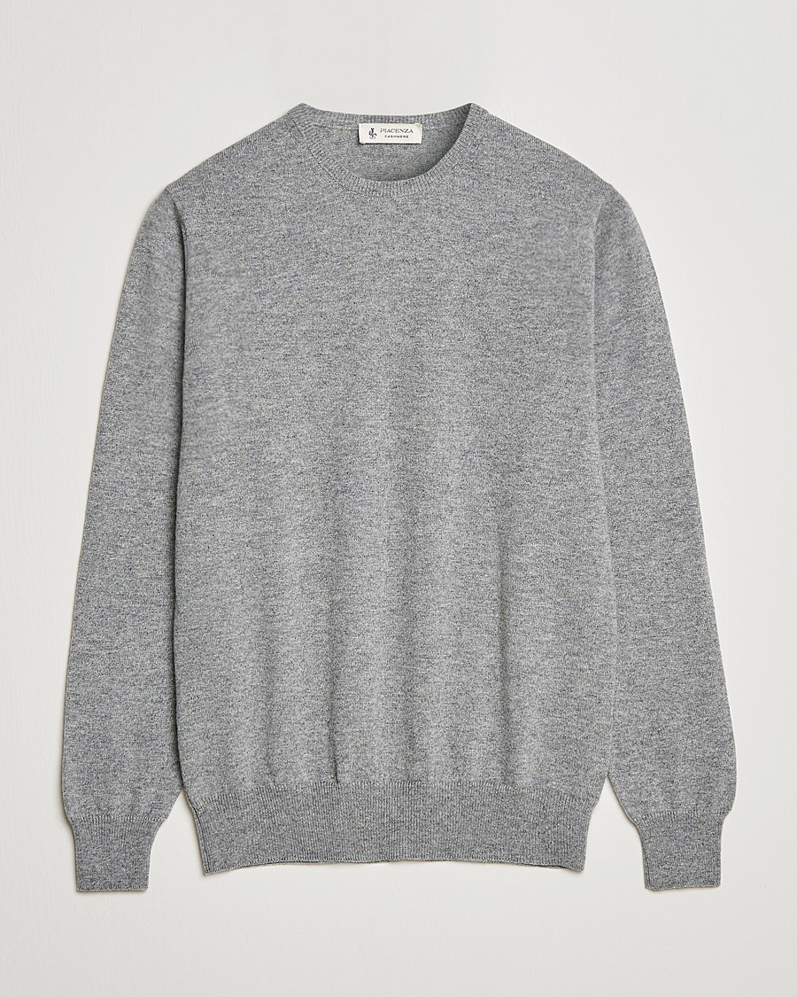 Homme | Pulls Et Tricots | Piacenza Cashmere | Cashmere Crew Neck Sweater Light Grey