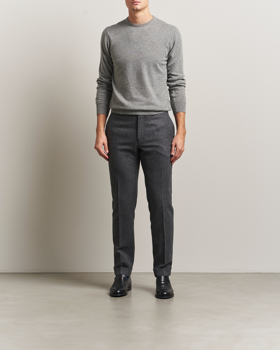 Homme | Pulls Et Tricots | Piacenza Cashmere | Cashmere Crew Neck Sweater Light Grey