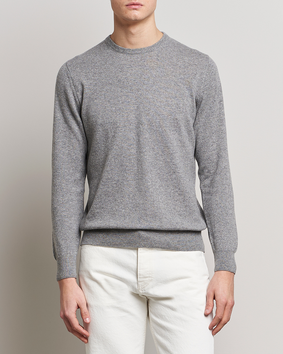 Homme | Sections | Piacenza Cashmere | Cashmere Crew Neck Sweater Light Grey