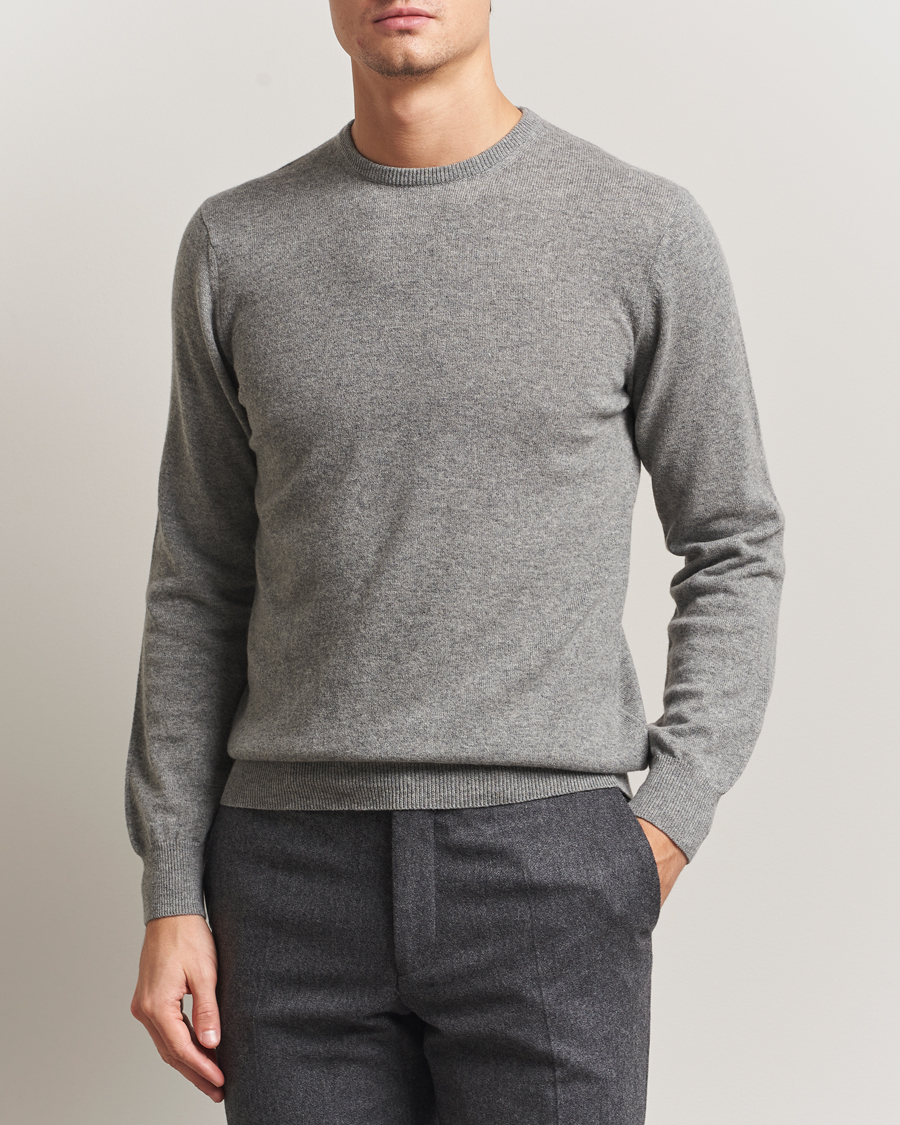 Homme | Pulls Et Tricots | Piacenza Cashmere | Cashmere Crew Neck Sweater Light Grey
