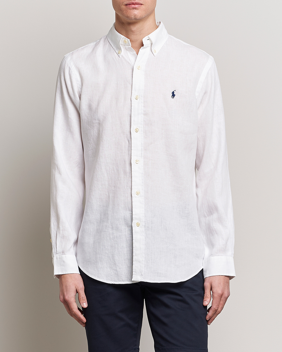 Homme | Chemises | Polo Ralph Lauren | Custom Fit Linen Button Down White