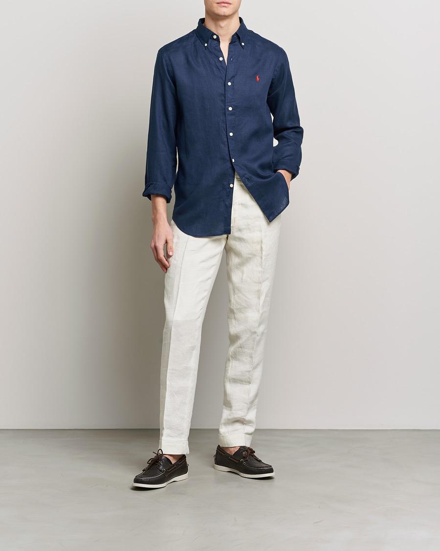 Homme | Chemises | Polo Ralph Lauren | Custom Fit Linen Button Down Newport Navy