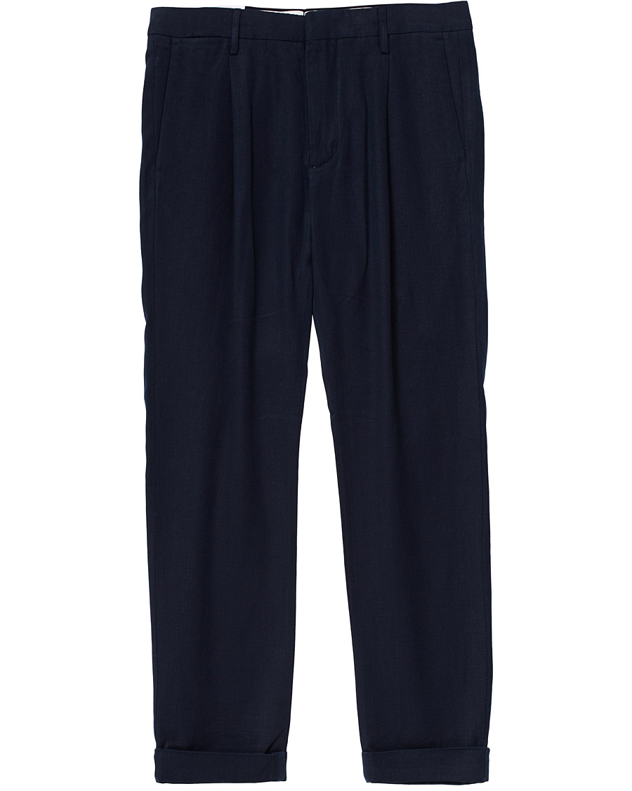 Homme | Pantalons | NN07 | Codo Pleated Turn Up Trousers Navy