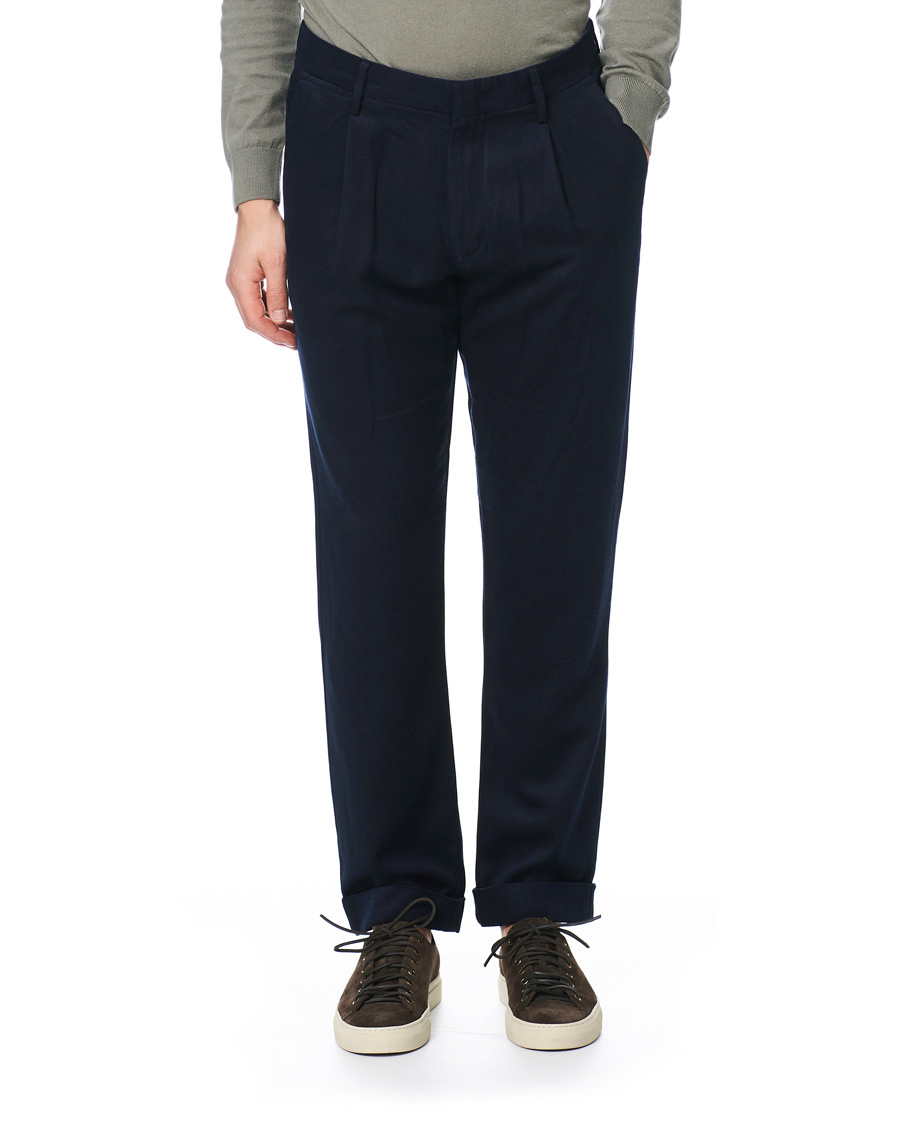 Homme | Pantalons | NN07 | Codo Pleated Turn Up Trousers Navy