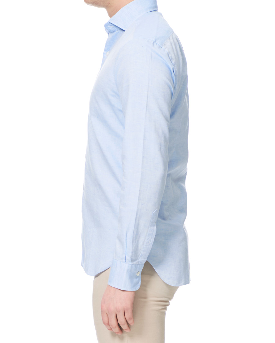 Homme | Chemises | Barba Napoli | Dandylife Slim Fit Cotton/Linen Shirt Blue