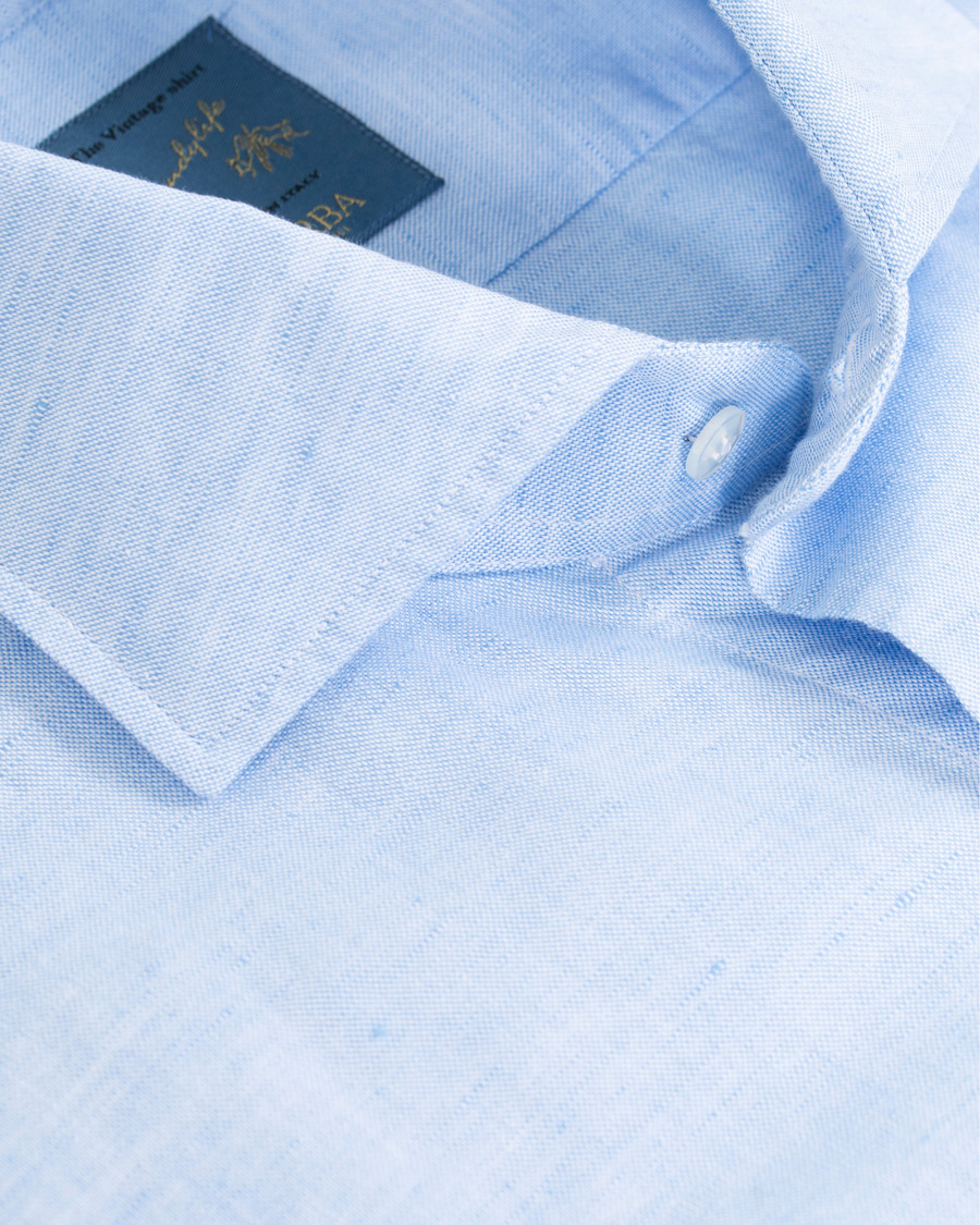 Homme | Chemises | Barba Napoli | Dandylife Slim Fit Cotton/Linen Shirt Blue