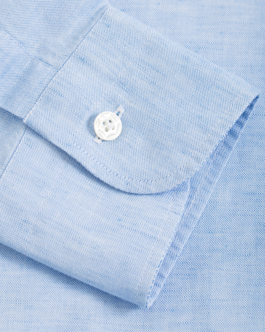 Homme | Chemises | Barba Napoli | Dandylife Slim Fit Cotton/Linen Shirt Blue