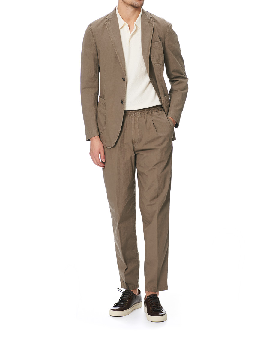 Homme | Pantalons | The Gigi | Soft Seersucker Drawstring Trousers Olive