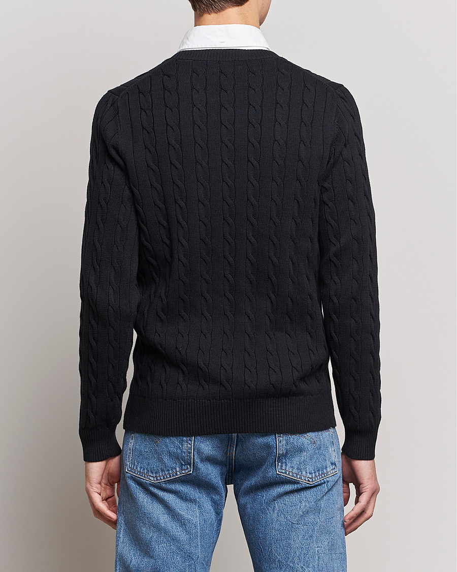 Homme | Pulls Et Tricots | GANT | Cotton Cable Crew Neck Pullover Black