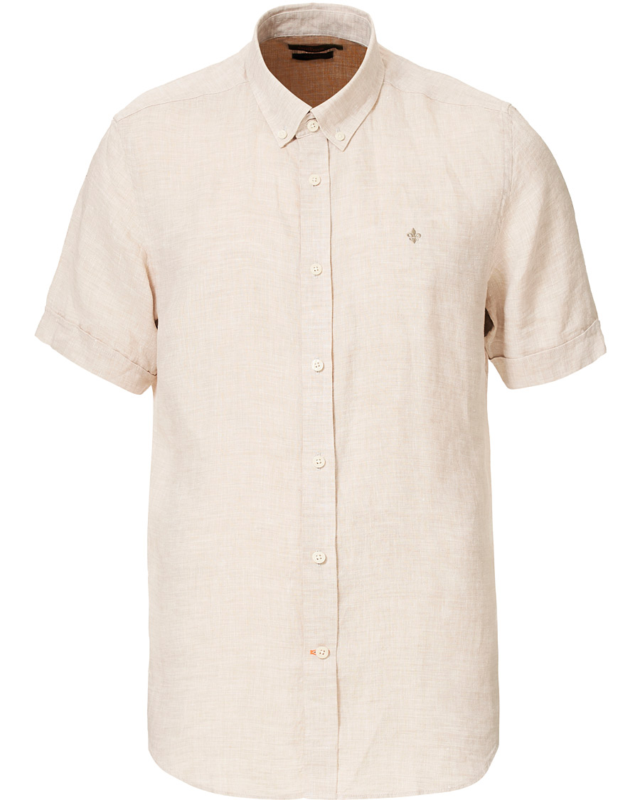 Homme | Chemises | Morris | Douglas Short Sleeve Linen Shirt Khaki