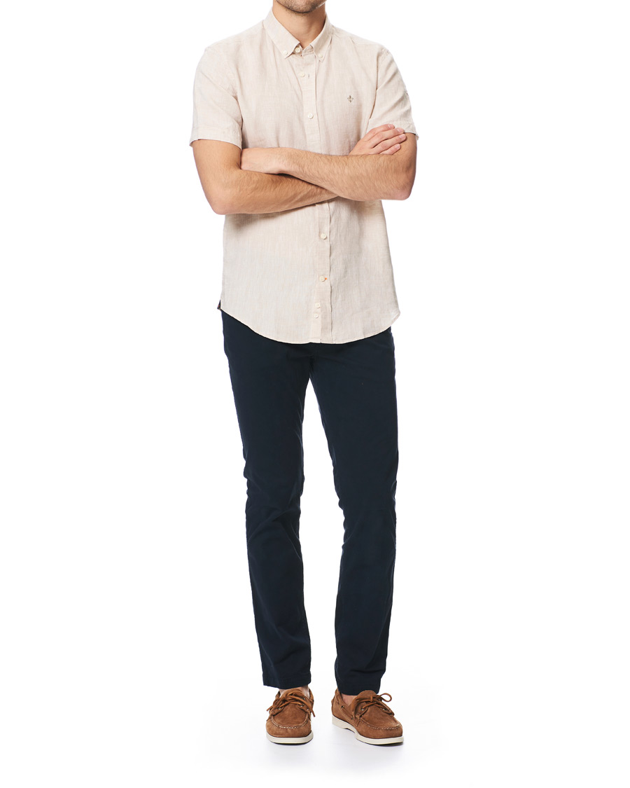 Homme | Chemises | Morris | Douglas Short Sleeve Linen Shirt Khaki