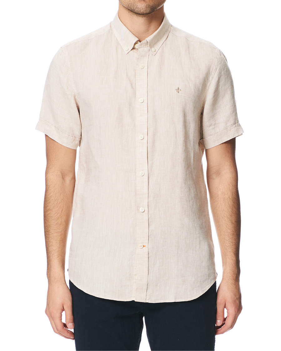 Homme | Chemises | Morris | Douglas Short Sleeve Linen Shirt Khaki