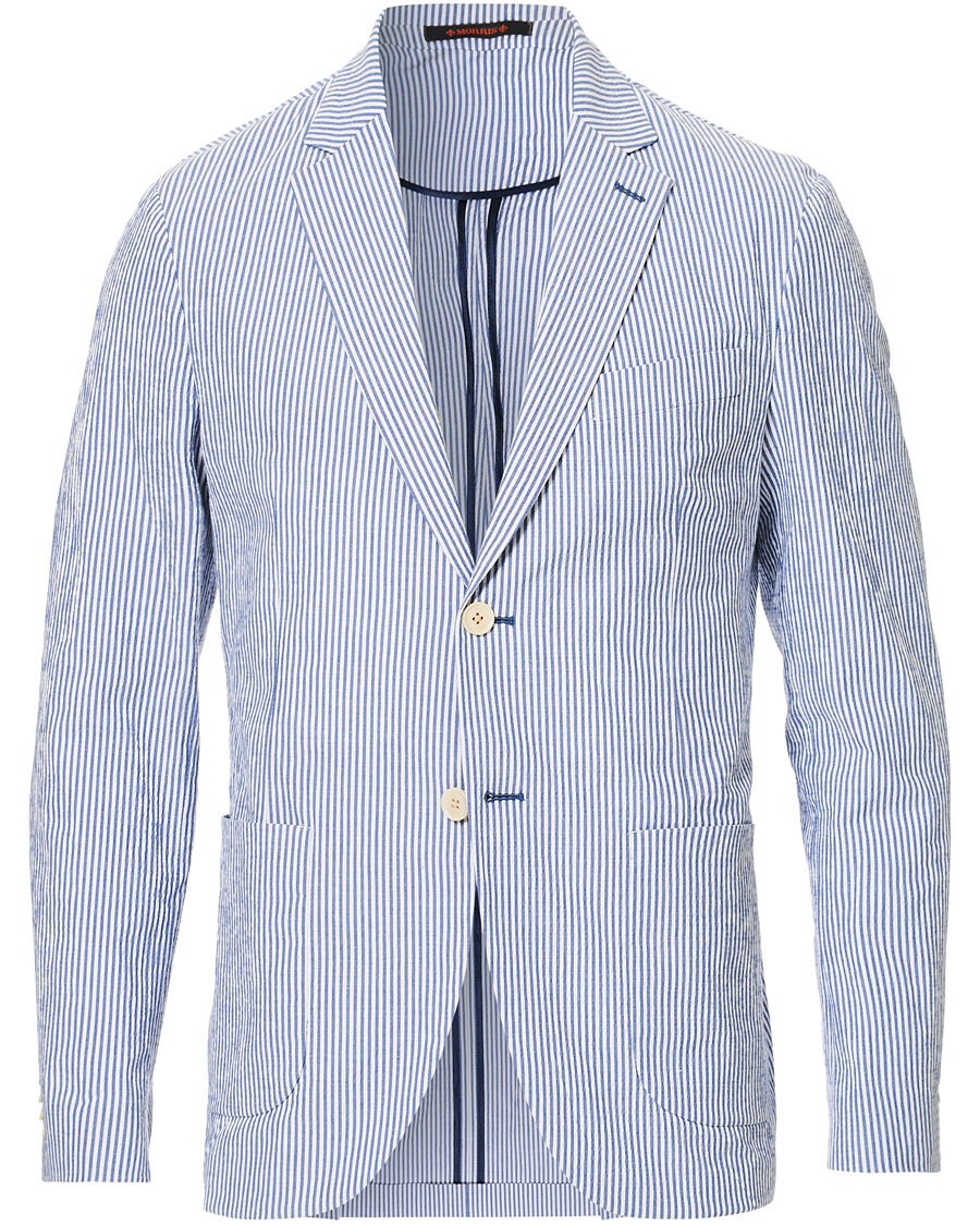 Homme | Blazers | Morris | Resort Striped Seersucker Balzer Blue/White
