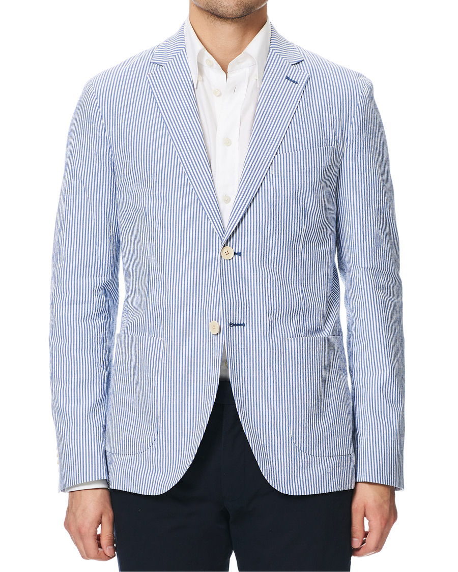 Homme | Blazers | Morris | Resort Striped Seersucker Balzer Blue/White