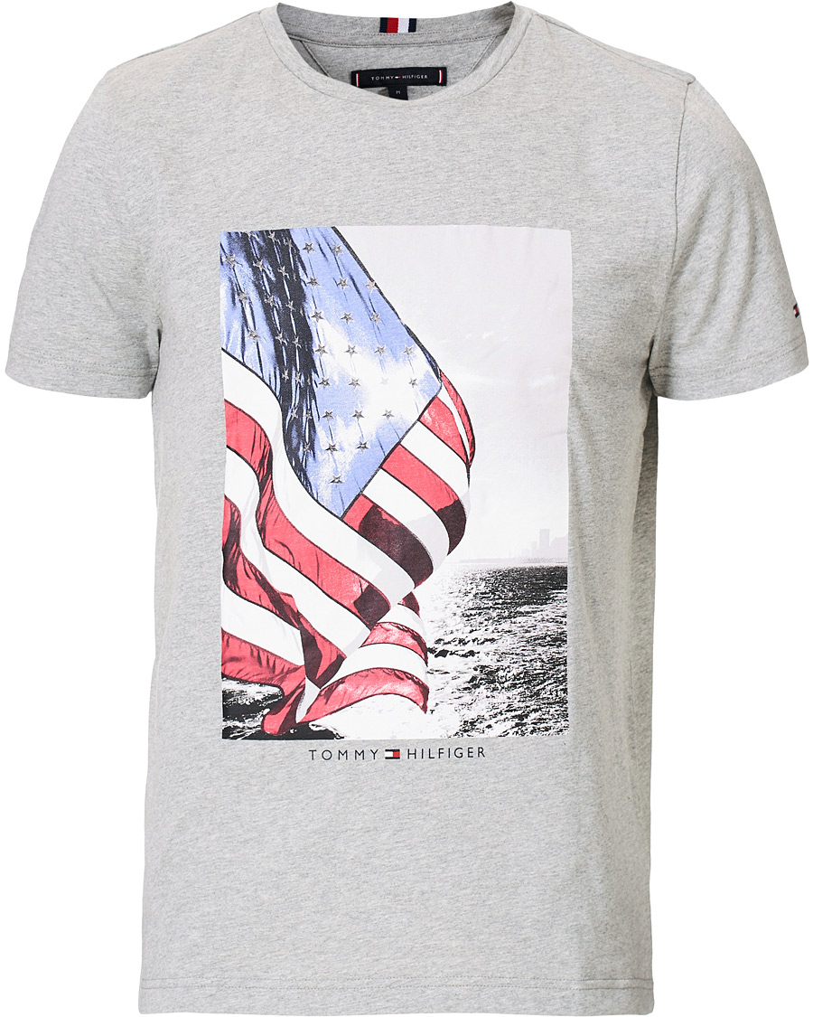 Homme | T-shirts | Tommy Hilfiger | Flag Photo Print Crew Neck Tee Medium Grey Heather
