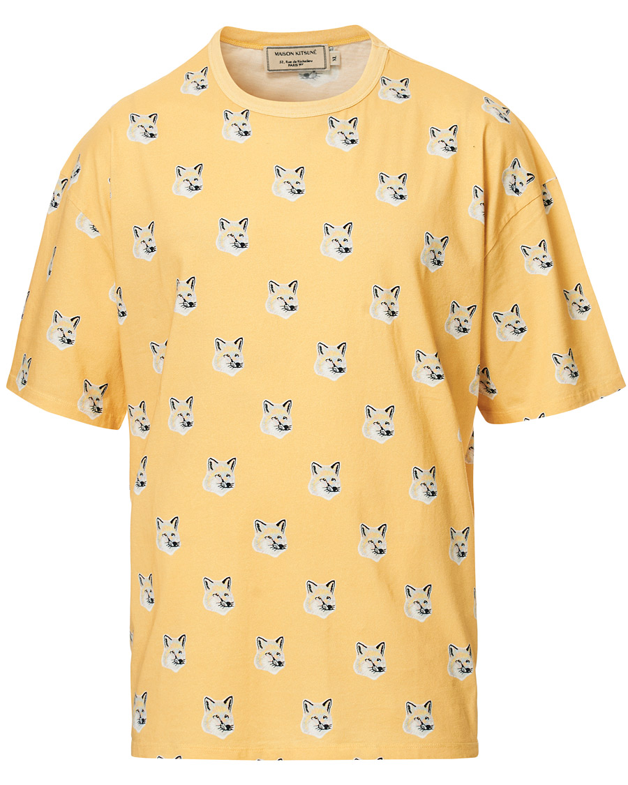 Homme | T-shirts | Maison Kitsuné | All Over Pastel Fox Head T-shirt Yellow