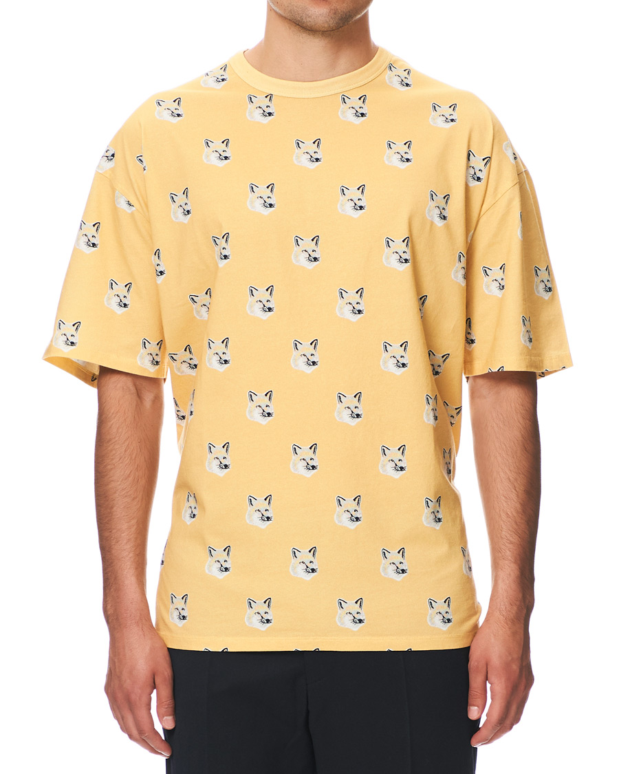 Homme | T-shirts | Maison Kitsuné | All Over Pastel Fox Head T-shirt Yellow