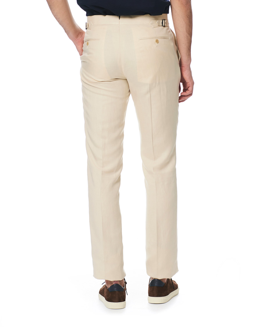 Homme | Pantalons | Ralph Lauren Purple Label | Side-Adjuster Linen/Silk Trousers Beige