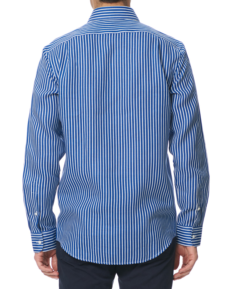 Homme | Chemises | Ralph Lauren Purple Label | Bengal Stripe Linen Shirt Blue/White