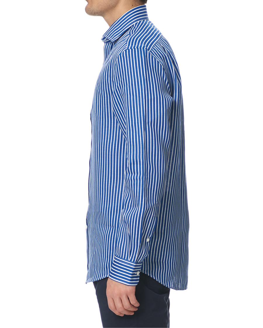 Homme | Chemises | Ralph Lauren Purple Label | Bengal Stripe Linen Shirt Blue/White