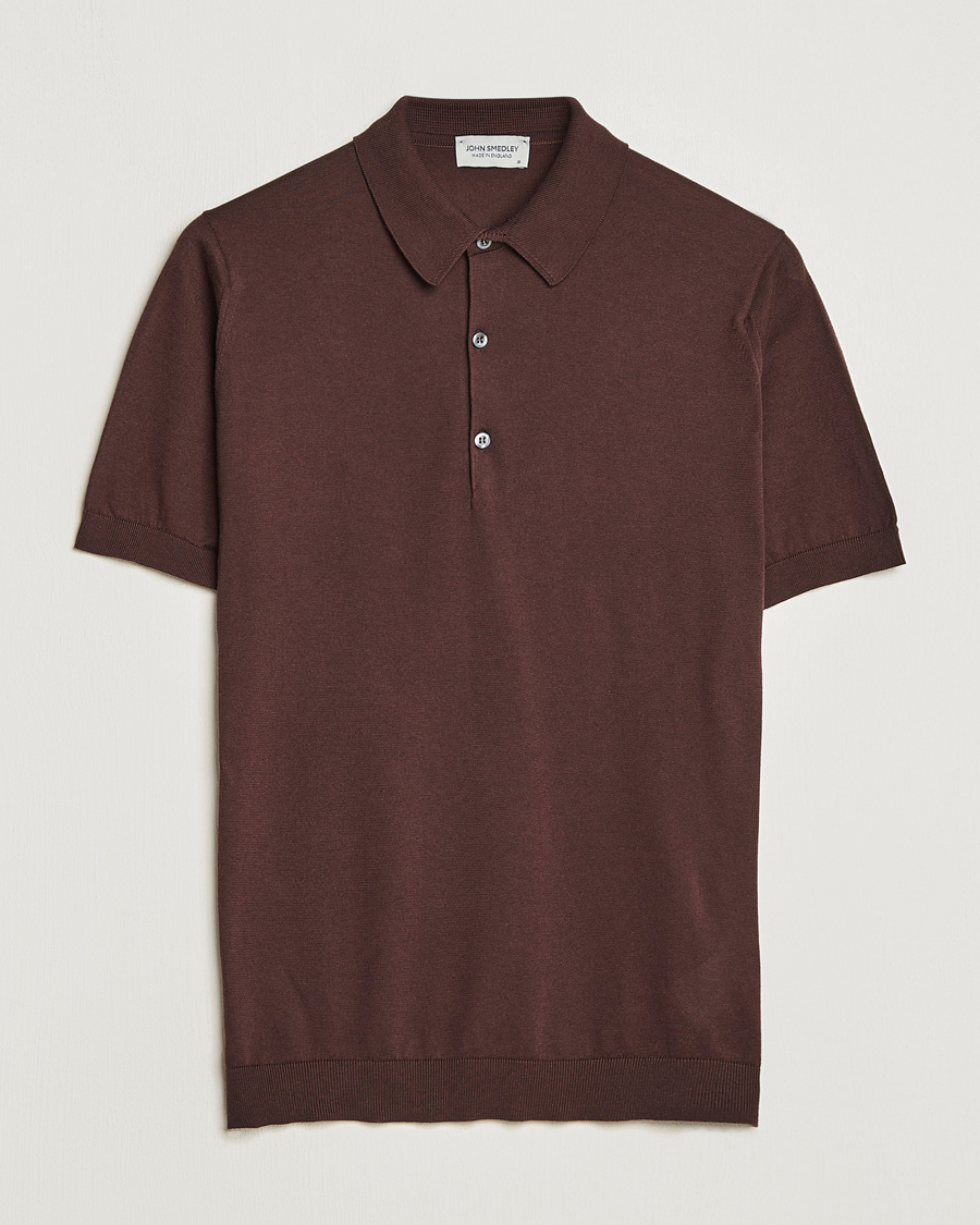Homme | Polos | John Smedley | Adrian Slim Fit Sea Island Polo Coffee Bean